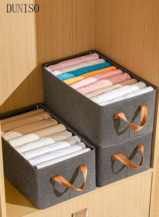 DUNISO صناديق تنظيم أدراج الملابس، صناديق تخزين قابلة للطي بسعة كبيرة، صناديق تخزين الملابس والسراويل تحت السرير، صناديق تخزين للخزانة، أكياس تخزين مطوية، 3 قطع - Image 5